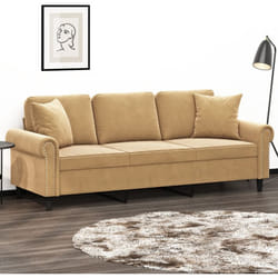 Vidaxl - Canapé 3 places avec oreillers décoratifs marron 180 cm velours