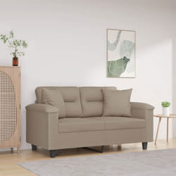 Canapé 2 Places Avec Oreillers Taupe 120 Cm Tissu Microfibre Vidaxl