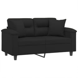 Canapé 2 places avec oreillers noir 120 cm tissu microfibre vidaXL