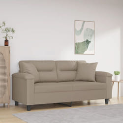 Vidaxl - Canapé 2 places avec oreillers taupe 140 cm tissu microfibre