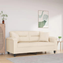 vidaXL Canapé 2 places avec oreillers beige 140 cm tissu microfibre