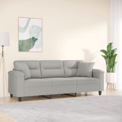 Vidaxl - Canapé 3 places avec oreillers gris clair 180 cm