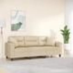 vidaXL Canapé 3 places avec oreillers crème 180 cm tissu microfibre canapé canapé de salon canapé à trois places canapé 3200981