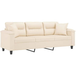 Vidaxl - Canapé 3 places avec oreillers beige 180 cm tissu microfibre