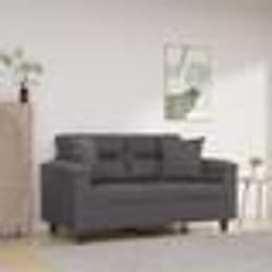 vidaXL Canapé 2 places avec oreillers gris 120 cm similicuir