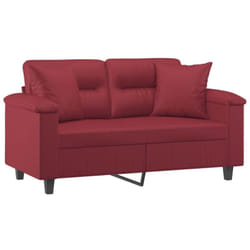 vidaXL Canapé 2 places avec oreillers bordeaux 120 cm similicuir