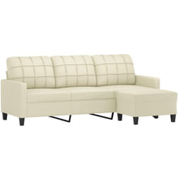 vidaXL Canapé à 3 places avec repose-pieds Crème 180 cm Similicuir