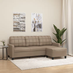 Vidaxl - Canapé à 3 places avec repose-pieds Cappuccino 180cm Similicuir