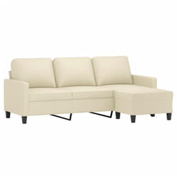 vidaXL Canapé à 3 places avec repose-pieds Crème 180 cm Similicuir