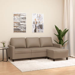 Canapé à 3 places avec repose-pieds Cappuccino 180cm Similicuir Vidaxl