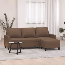 vidaXL Canapé à 3 places avec repose-pieds Marron 180 cm Tissu 3201040