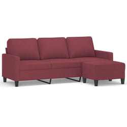 vidaXL Canapé à 3 places avec repose-pieds Rouge bordeaux 180 cm Tissu