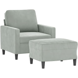 vidaXL Fauteuil avec repose-pied Gris clair 60 cm Velours