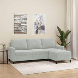 Vidaxl - Canapé à 3 places avec repose-pieds Gris clair 180 cm Velours