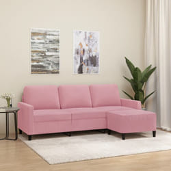 Vidaxl - Canapé à 3 places avec repose-pieds Rose 180 cm Velours
