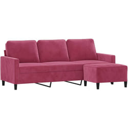 Vidaxl - Canapé à 3 places et repose-pieds Rouge bordeaux 180 cm Velours