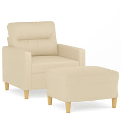 Vidaxl - Fauteuil avec repose-pied Crème 60 cm Tissu