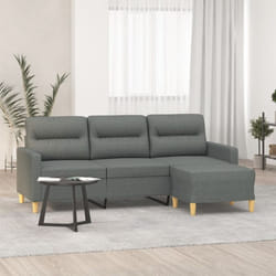 Vidaxl - Canapé à 3 places avec repose-pieds Gris foncé 180 cm Tissu