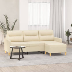 Vidaxl - Canapé à 3 places avec repose-pieds Crème 180 cm Tissu