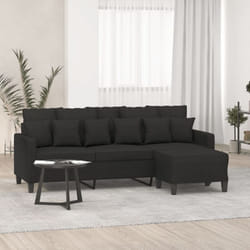 Vidaxl - Canapé à 3 places avec repose-pieds Noir 180 cm Tissu