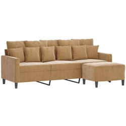 vidaXL Canapé à 3 places avec repose-pieds Marron 180 cm Velours