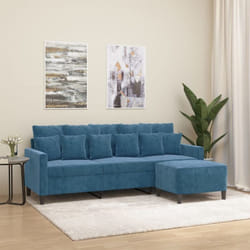 Vidaxl - Canapé à 3 places avec repose-pieds Bleu 180 cm Velours