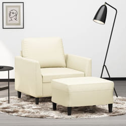 Vidaxl - Fauteuil Avec Repose-pied Crème 60 Cm Similicuir