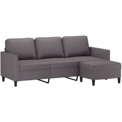 vidaXL Canapé à 3 places avec repose-pieds Gris 180 cm Similicuir