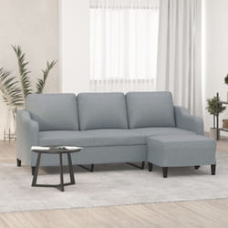 Vidaxl - Canapé à 3 places avec repose-pieds Gris clair 180 cm Tissu