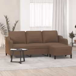 vidaXL Canapé à 3 places avec repose-pieds Marron 180 cm Tissu canapé canapé avec repose-pieds canapé trois places 3201138