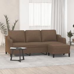 vidaXL Canapé à 3 places avec repose-pieds Marron 180 cm Tissu canapé canapé avec repose-pieds canapé trois places 3201138