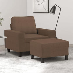 vidaXL Fauteuil avec repose-pied Marron 60 cm Tissu 3201146