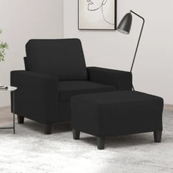 vidaXL Fauteuil avec repose-pied Noir 60 cm Tissu