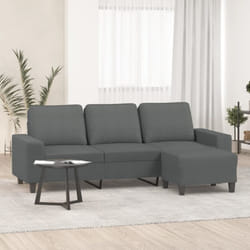 Vidaxl - Canapé à 3 places avec repose-pieds Gris foncé 180 cm Tissu