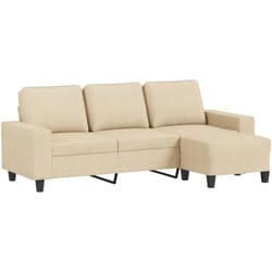 vidaXL Canapé à 3 places avec repose-pieds Crème 180 cm Tissu