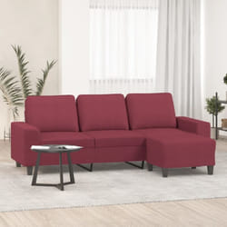 Vidaxl - Canapé à 3 places avec repose-pieds Rouge bordeaux 180 cm Tissu