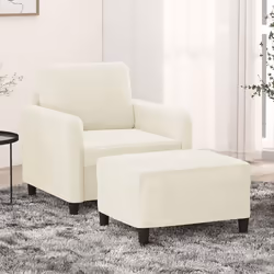 vidaXL Fauteuil avec repose-pied Crème 60 cm Velours