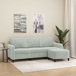 Vidaxl - Canapé à 3 places avec repose-pieds Gris clair 180 cm Velours