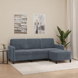 Vidaxl - Canapé à 3 places avec repose-pieds Gris foncé 180 cm Velours