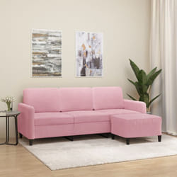 Vidaxl - Canapé à 3 places avec repose-pieds Rose 180 cm Velours