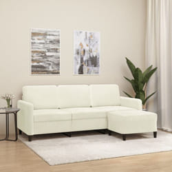 Vidaxl - Canapé à 3 places avec repose pieds Crème 180 cm Velours