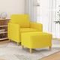 vidaXL Fauteuil avec repose-pied Jaune clair 60 cm Tissu
