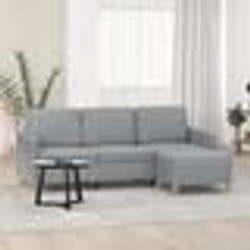 vidaXL Canapé à 3 places avec repose-pieds Gris clair 180 cm Tissu