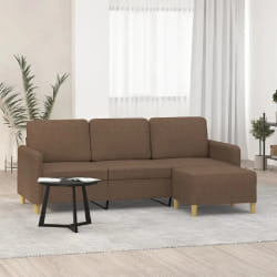 vidaXL Canapé 3 places avec repose-pieds - Marron