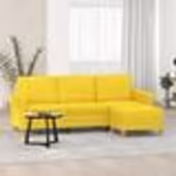 vidaXL Canapé à 3 places avec repose-pieds Jaune clair 180 cm Tissu