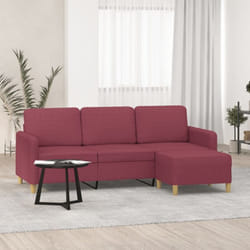 Vidaxl - Canapé à 3 places avec repose-pieds Rouge bordeaux 180 cm Tissu