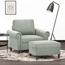 Vidaxl - Fauteuil avec repose-pied Gris clair 60 cm Velours
