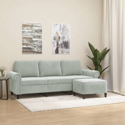 Vidaxl - Canapé à 3 places avec repose-pieds Gris clair 180 cm Velours