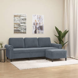 Vidaxl - Canapé à 3 places avec repose-pieds Gris foncé 180 cm Velours