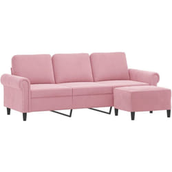Canapé à 3 places avec repose-pieds Rose 180 cm Velours Vidaxl